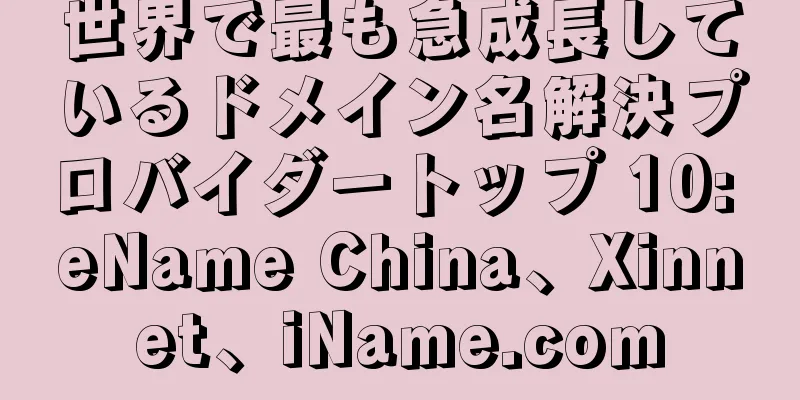 世界で最も急成長しているドメイン名解決プロバイダートップ 10: eName China、Xinnet、iName.com