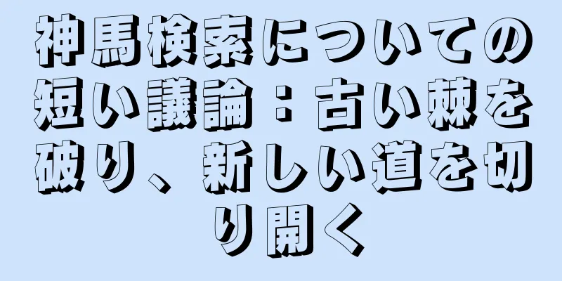 神馬検索についての短い議論：古い棘を破り、新しい道を切り開く