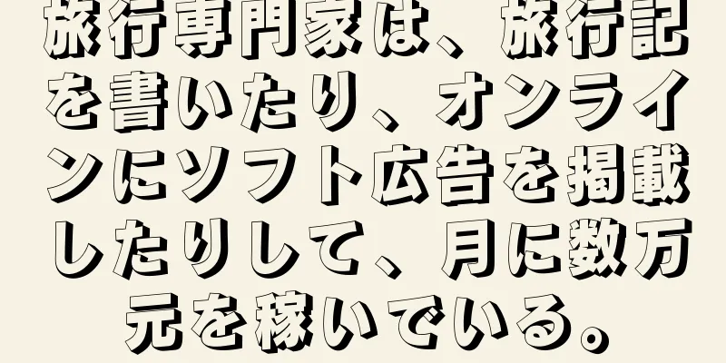 旅行専門家は、旅行記を書いたり、オンラインにソフト広告を掲載したりして、月に数万元を稼いでいる。