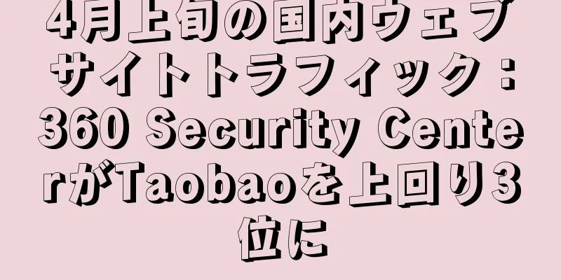 4月上旬の国内ウェブサイトトラフィック：360 Security CenterがTaobaoを上回り3位に