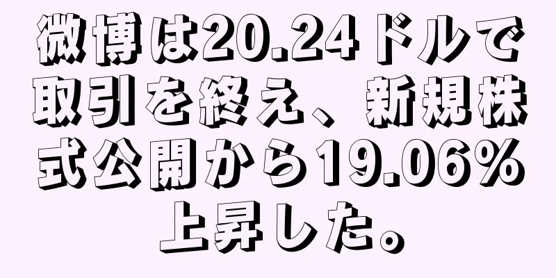 微博は20.24ドルで取引を終え、新規株式公開から19.06%上昇した。