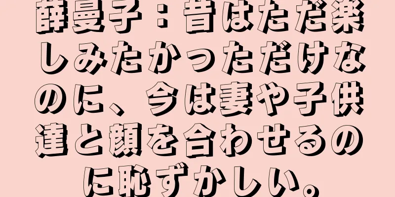 薛曼子：昔はただ楽しみたかっただけなのに、今は妻や子供達と顔を合わせるのに恥ずかしい。