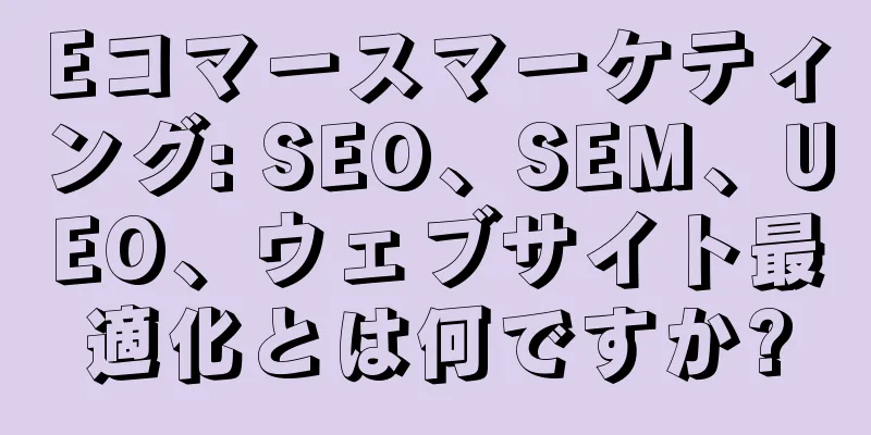 Eコマースマーケティング: SEO、SEM、UEO、ウェブサイト最適化とは何ですか?