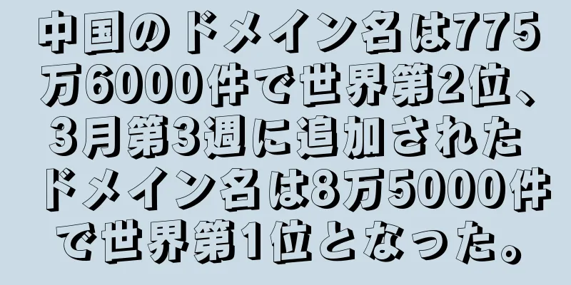 中国のドメイン名は775万6000件で世界第2位、3月第3週に追加されたドメイン名は8万5000件で世界第1位となった。