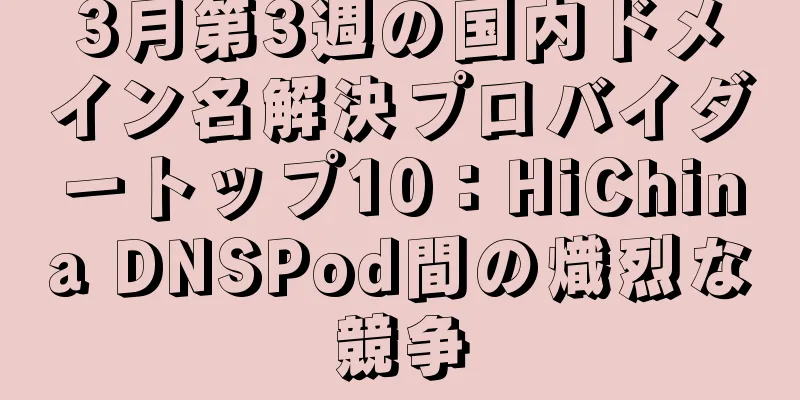 3月第3週の国内ドメイン名解決プロバイダートップ10：HiChina DNSPod間の熾烈な競争