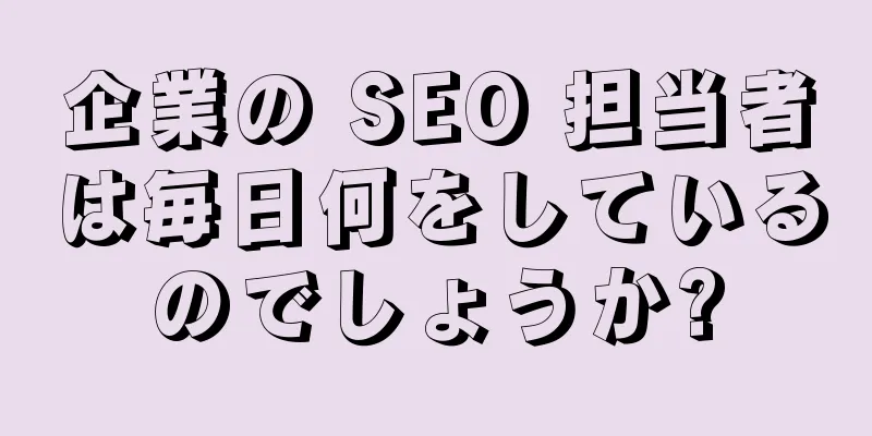企業の SEO 担当者は毎日何をしているのでしょうか?
