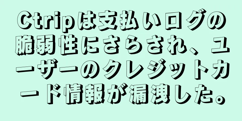 Ctripは支払いログの脆弱性にさらされ、ユーザーのクレジットカード情報が漏洩した。