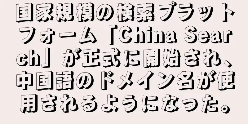 国家規模の検索プラットフォーム「China Search」が正式に開始され、中国語のドメイン名が使用されるようになった。