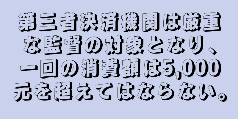 第三者決済機関は厳重な監督の対象となり、一回の消費額は5,000元を超えてはならない。