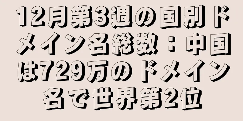 12月第3週の国別ドメイン名総数：中国は729万のドメイン名で世界第2位
