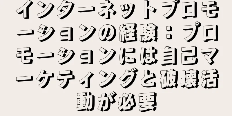 インターネットプロモーションの経験：プロモーションには自己マーケティングと破壊活動が必要