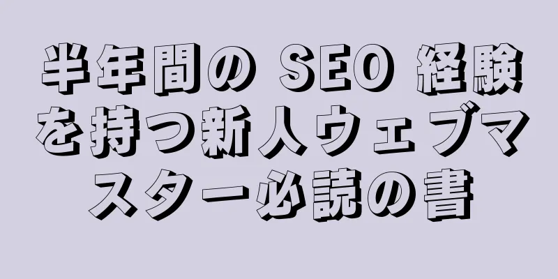 半年間の SEO 経験を持つ新人ウェブマスター必読の書