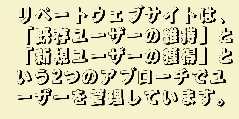 リベートウェブサイトは、「既存ユーザーの維持」と「新規ユーザーの獲得」という2つのアプローチでユーザーを管理しています。