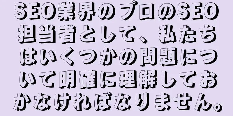SEO業界のプロのSEO担当者として、私たちはいくつかの問題について明確に理解しておかなければなりません。