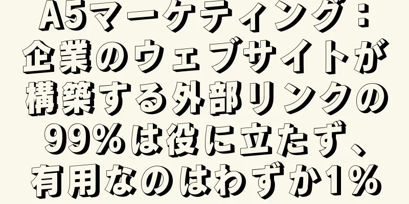 A5マーケティング：企業のウェブサイトが構築する外部リンクの99％は役に立たず、有用なのはわずか1％