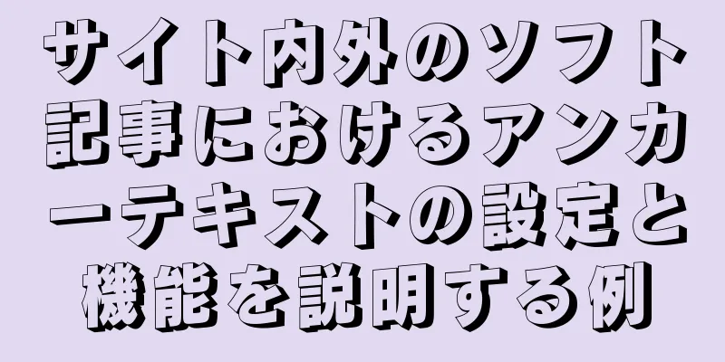サイト内外のソフト記事におけるアンカーテキストの設定と機能を説明する例