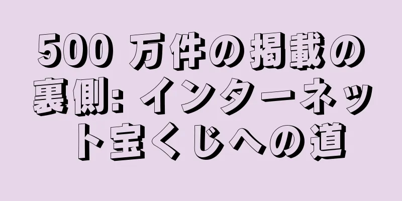 500 万件の掲載の裏側: インターネット宝くじへの道