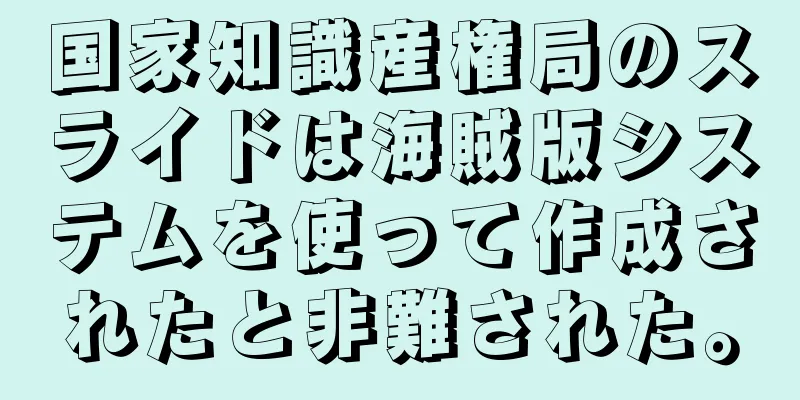 国家知識産権局のスライドは海賊版システムを使って作成されたと非難された。
