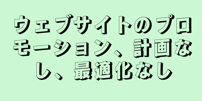 ウェブサイトのプロモーション、計画なし、最適化なし