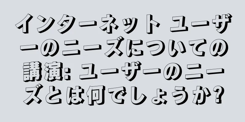 インターネット ユーザーのニーズについての講演: ユーザーのニーズとは何でしょうか?