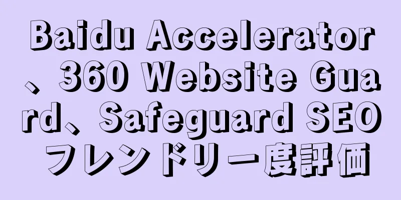Baidu Accelerator、360 Website Guard、Safeguard SEO フレンドリー度評価