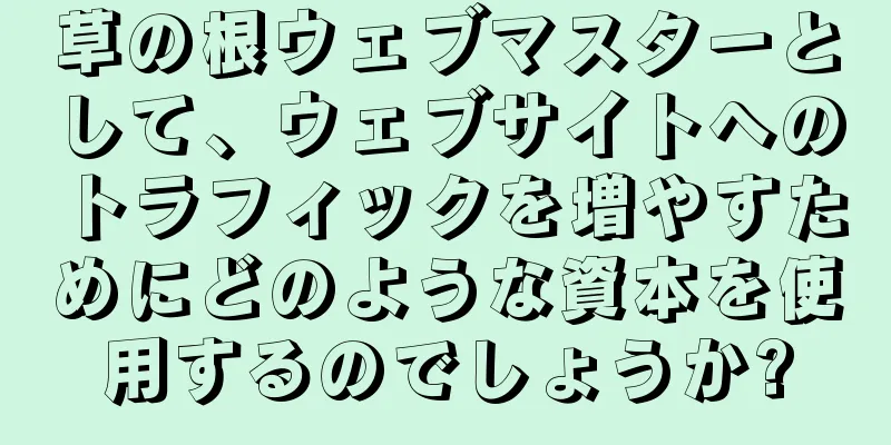 草の根ウェブマスターとして、ウェブサイトへのトラフィックを増やすためにどのような資本を使用するのでしょうか?