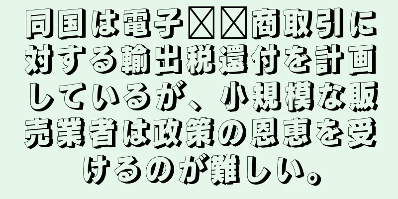 同国は電子​​商取引に対する輸出税還付を計画しているが、小規模な販売業者は政策の恩恵を受けるのが難しい。