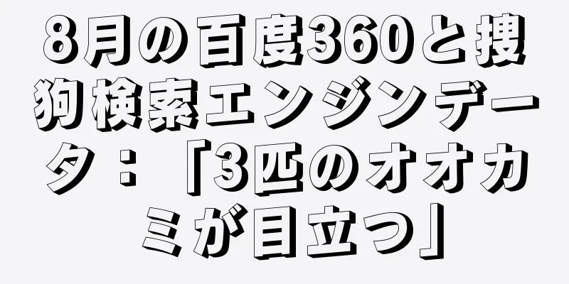 8月の百度360と捜狗検索エンジンデータ：「3匹のオオカミが目立つ」