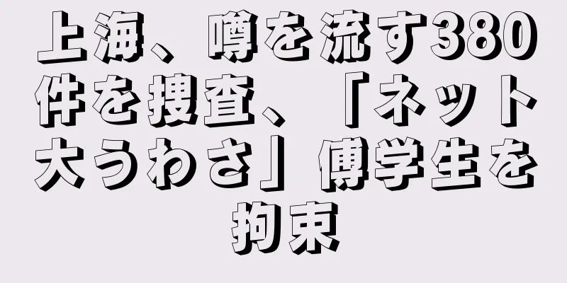 上海、噂を流す380件を捜査、「ネット大うわさ」傅学生を拘束