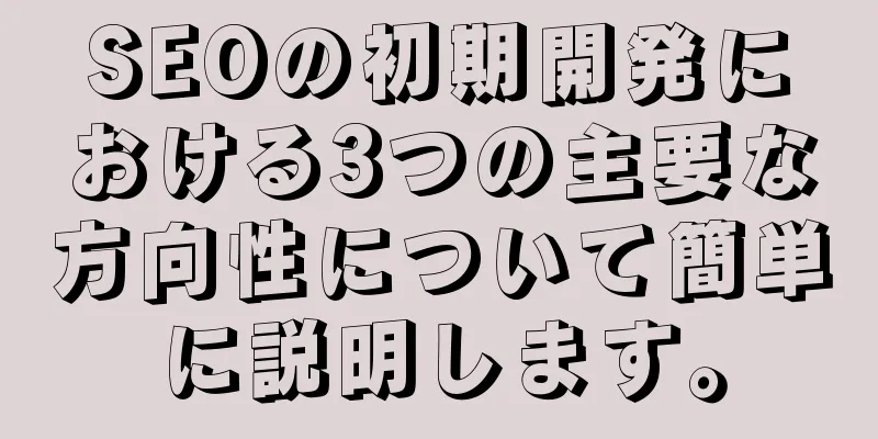 SEOの初期開発における3つの主要な方向性について簡単に説明します。