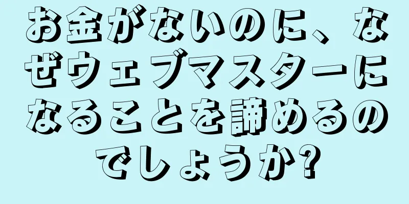お金がないのに、なぜウェブマスターになることを諦めるのでしょうか?