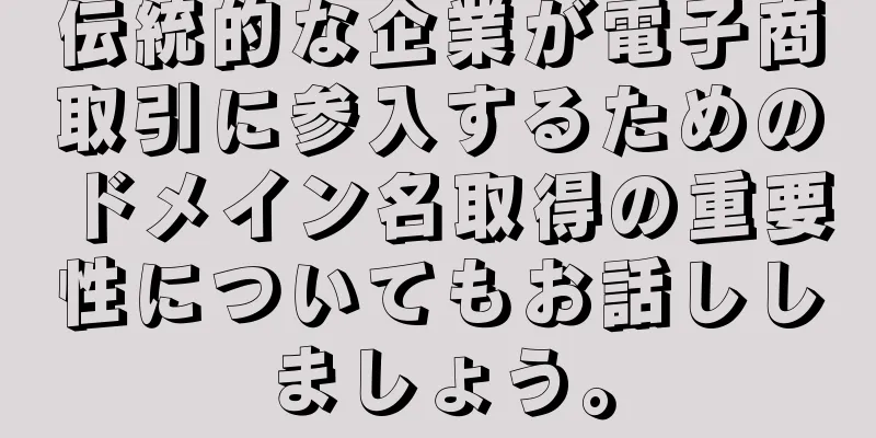 伝統的な企業が電子商取引に参入するためのドメイン名取得の重要性についてもお話ししましょう。