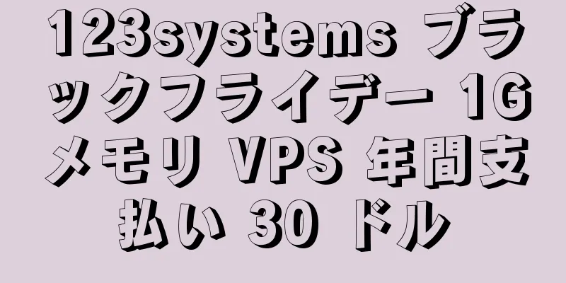 123systems ブラックフライデー 1Gメモリ VPS 年間支払い 30 ドル