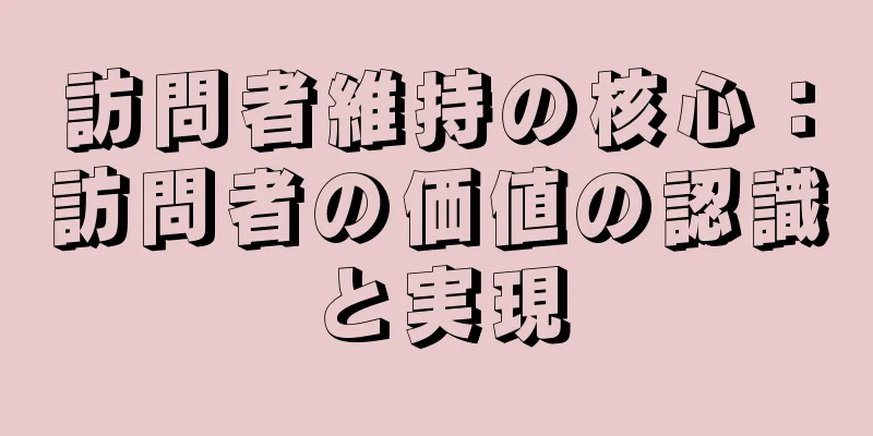 訪問者維持の核心：訪問者の価値の認識と実現