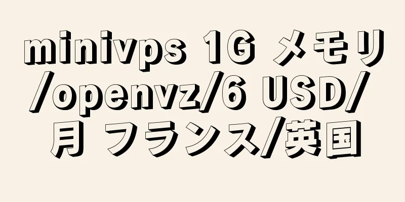 minivps 1G メモリ/openvz/6 USD/月 フランス/英国