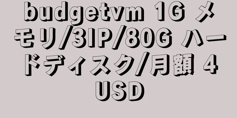 budgetvm 1G メモリ/3IP/80G ハードディスク/月額 4 USD