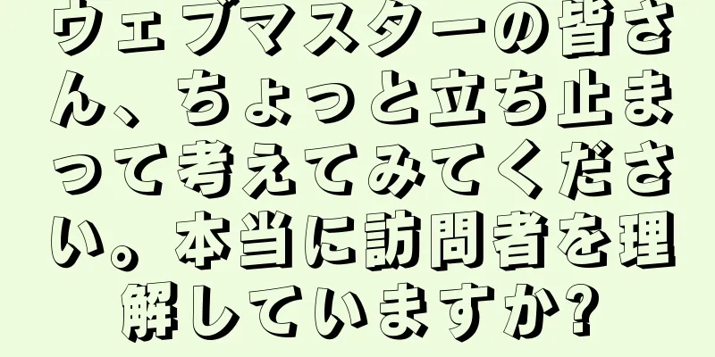 ウェブマスターの皆さん、ちょっと立ち止まって考えてみてください。本当に訪問者を理解していますか?