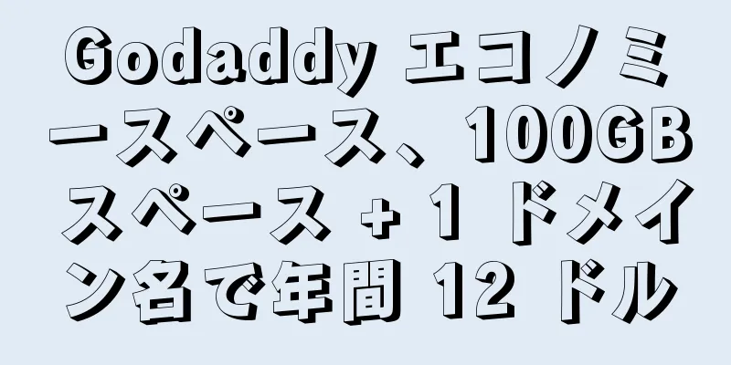 Godaddy エコノミースペース、100GB スペース + 1 ドメイン名で年間 12 ドル