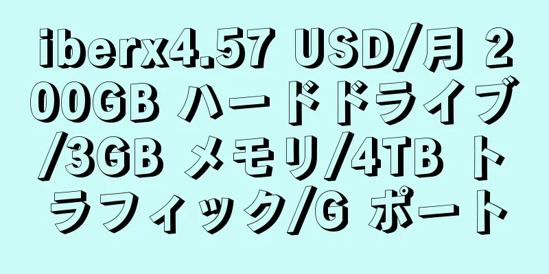 iberx4.57 USD/月 200GB ハードドライブ/3GB メモリ/4TB トラフィック/G ポート