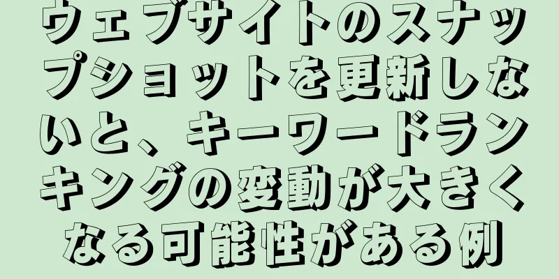 ウェブサイトのスナップショットを更新しないと、キーワードランキングの変動が大きくなる可能性がある例