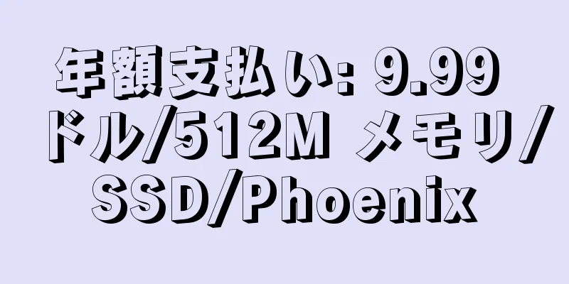 年額支払い: 9.99 ドル/512M メモリ/SSD/Phoenix