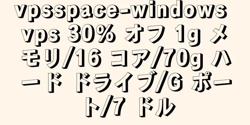 vpsspace-windows vps 30% オフ 1g メモリ/16 コア/70g ハード ドライブ/G ポート/7 ドル