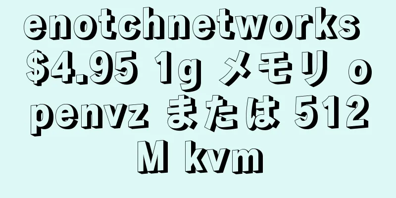 enotchnetworks $4.95 1g メモリ openvz または 512M kvm