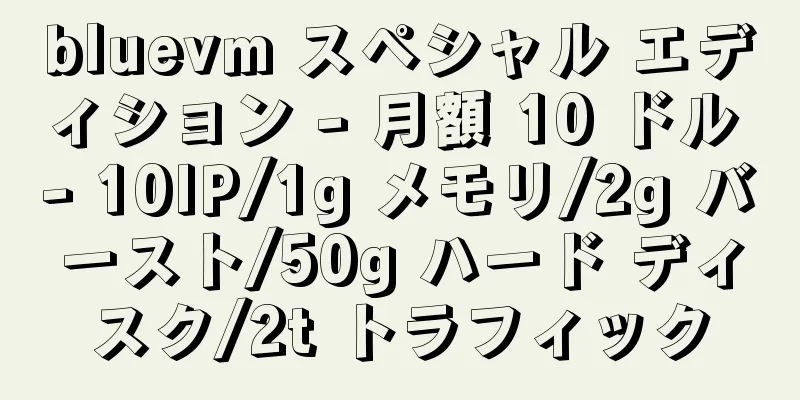 bluevm スペシャル エディション - 月額 10 ドル - 10IP/1g メモリ/2g バースト/50g ハード ディスク/2t トラフィック