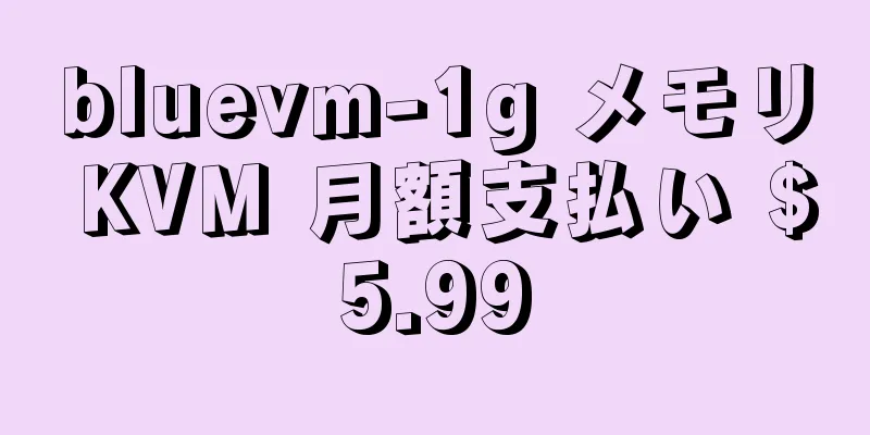 bluevm-1g メモリ KVM 月額支払い $5.99