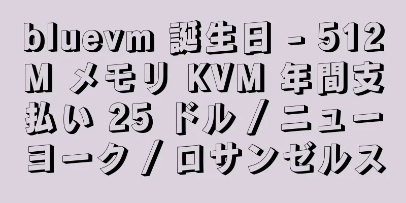 bluevm 誕生日 - 512M メモリ KVM 年間支払い 25 ドル / ニューヨーク / ロサンゼルス