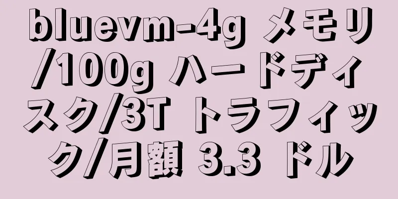 bluevm-4g メモリ/100g ハードディスク/3T トラフィック/月額 3.3 ドル