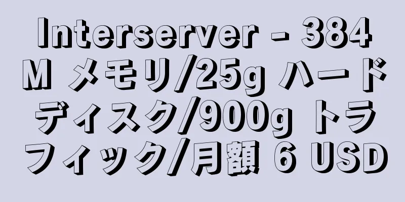 Interserver - 384M メモリ/25g ハードディスク/900g トラフィック/月額 6 USD