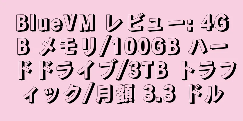 BlueVM レビュー: 4GB メモリ/100GB ハードドライブ/3TB トラフィック/月額 3.3 ドル