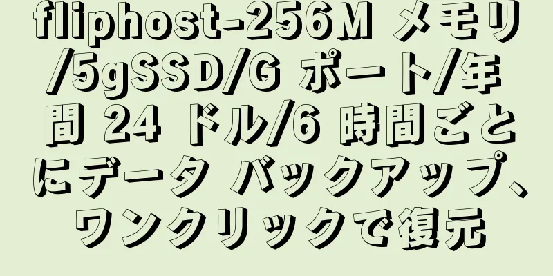 fliphost-256M メモリ/5gSSD/G ポート/年間 24 ドル/6 時間ごとにデータ バックアップ、ワンクリックで復元